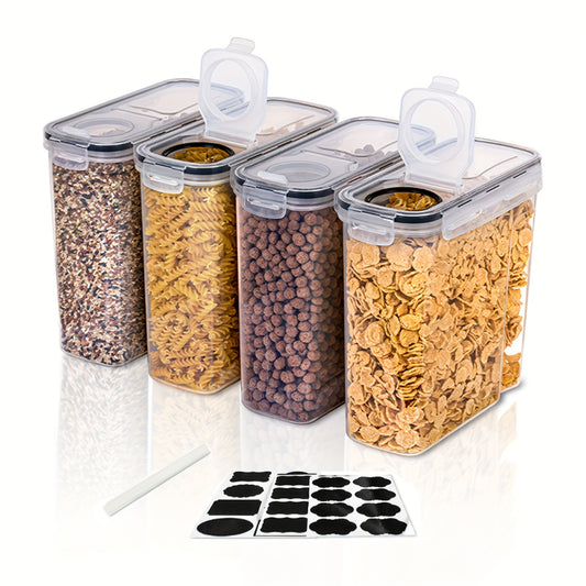 2/4pcs Cereal Storage Container Set, BPA Free Plastic Airtight Food Storage Containers 2.5L/88 Oz For Cereal, Snacks And Sugar With 24 Labels