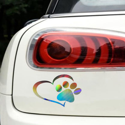 1pc Cute Heart Paw Car Decal - Show Your Love for Animals and Support Animal Rescue