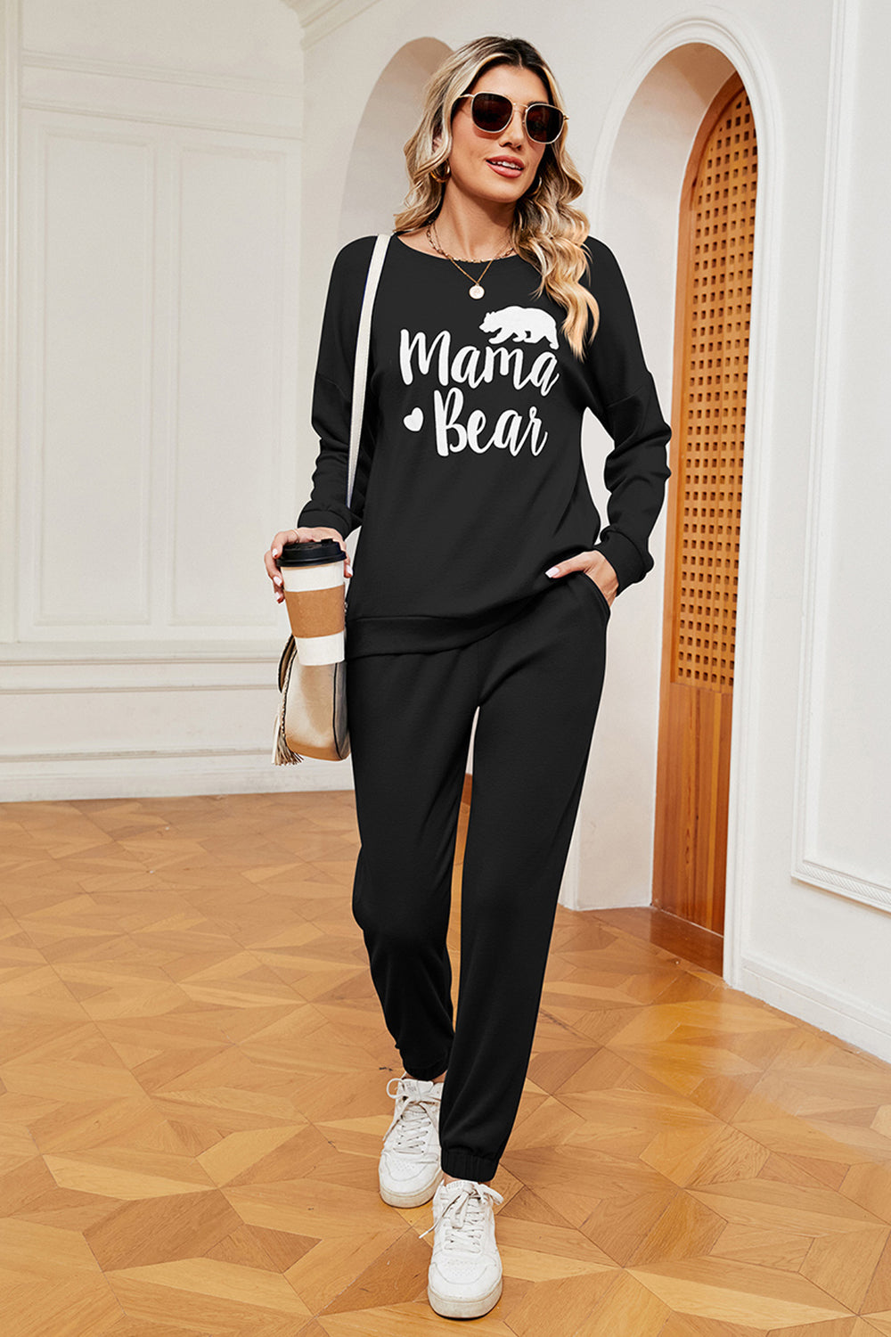 MAMA BEAR Ensemble sweat-shirt graphique et pantalon de survêtement