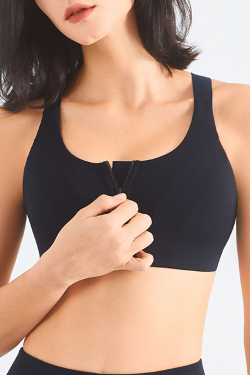 Soutien-gorge de sport zippé à dos nageur