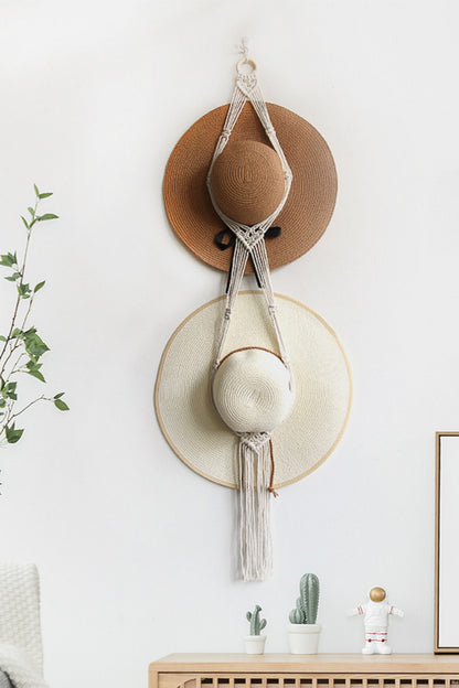 Cintre double chapeau en macramé