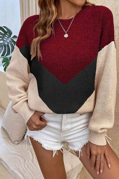 Round Neck Dropped Shoulder Sweater