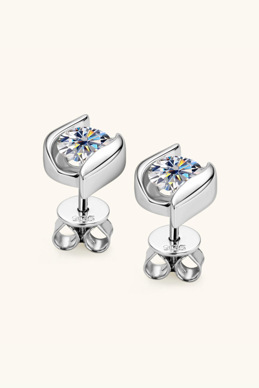 Boucles d'oreilles à tige en argent sterling 925 moissanite 1 carat