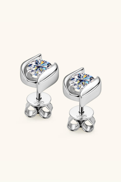 Boucles d'oreilles à tige en argent sterling 925 moissanite 1 carat