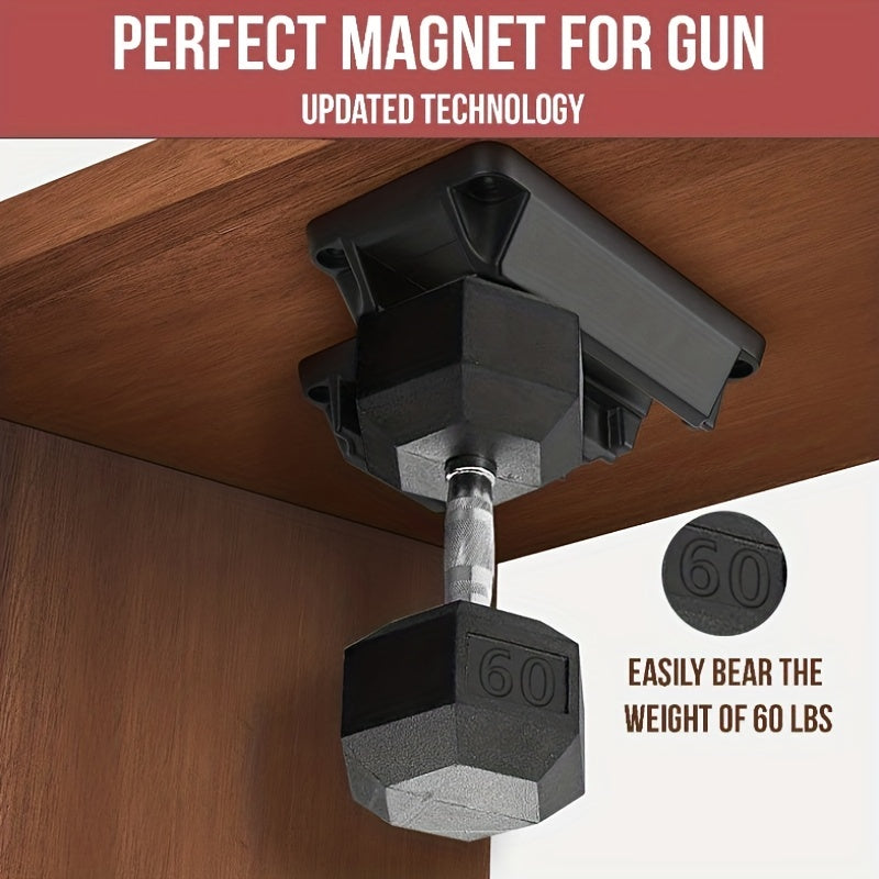 2-in-1 Quick Draw Gun Magnet Mount & Holster - 45 lb Rated Magnetic Gun Mount for Home, Office, Cabinet & Table Use!