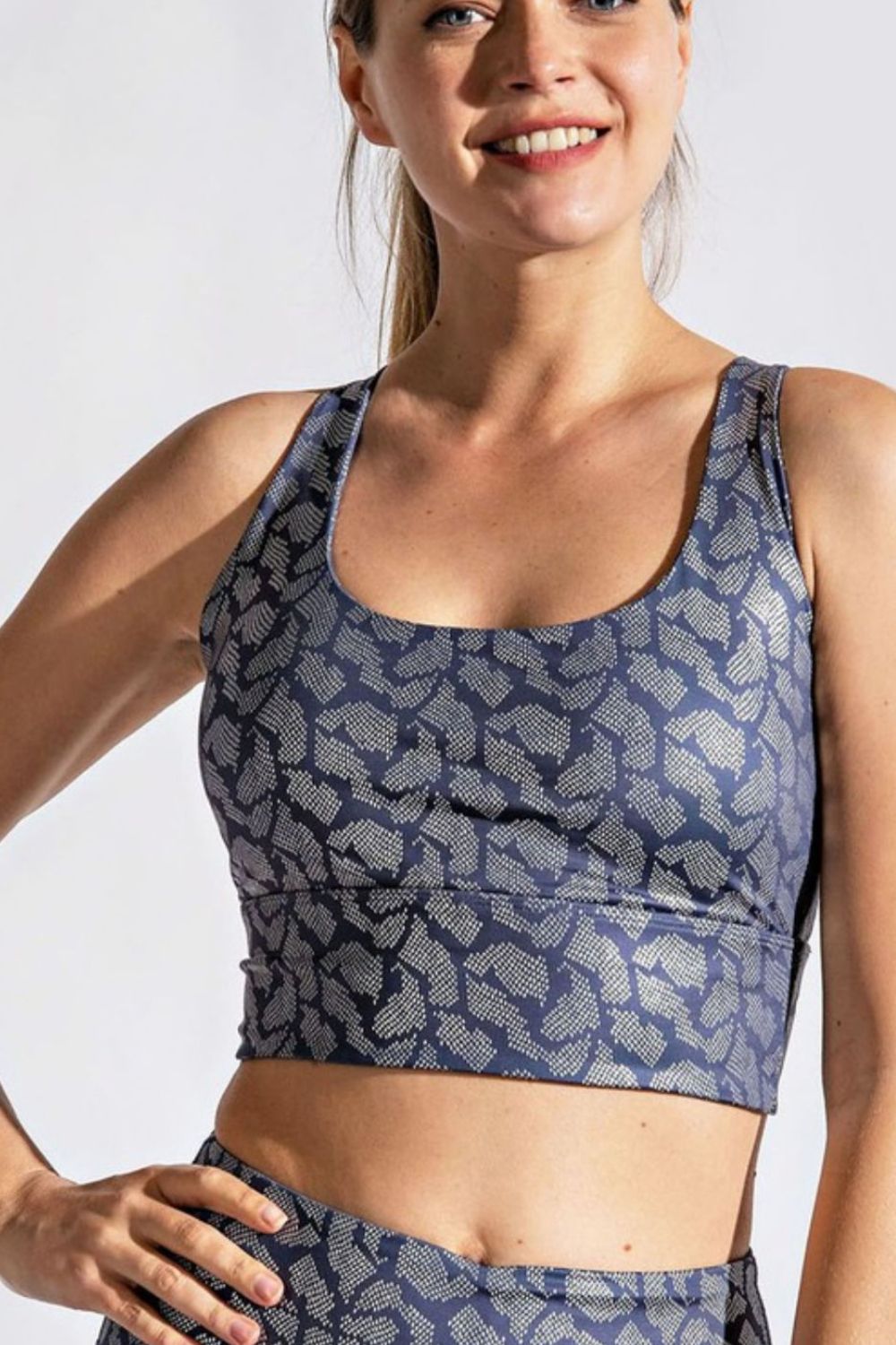 Rae Mode Full Size Printed Crisscross Back Sports Bra