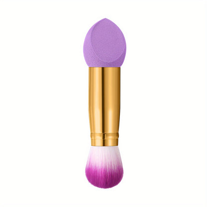 3pcs Foundation Blending Face Brushes With Two Heads Professional Soft Makeup Sponge Fluffy Blusher Brush For Women Beauty, Purple