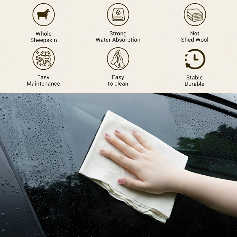 1/3Pcs Natural Chamois Car Cleaning Towel, Sheepskin Quick Drying Cloth Super Absorbent Washing Towel For Car Care Wash Tool Accessories