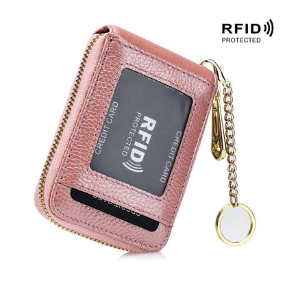 Porte-cartes de crédit RFID élégant – Portefeuille multi-compartiments avec étui à cartes simple à fermeture éclair 