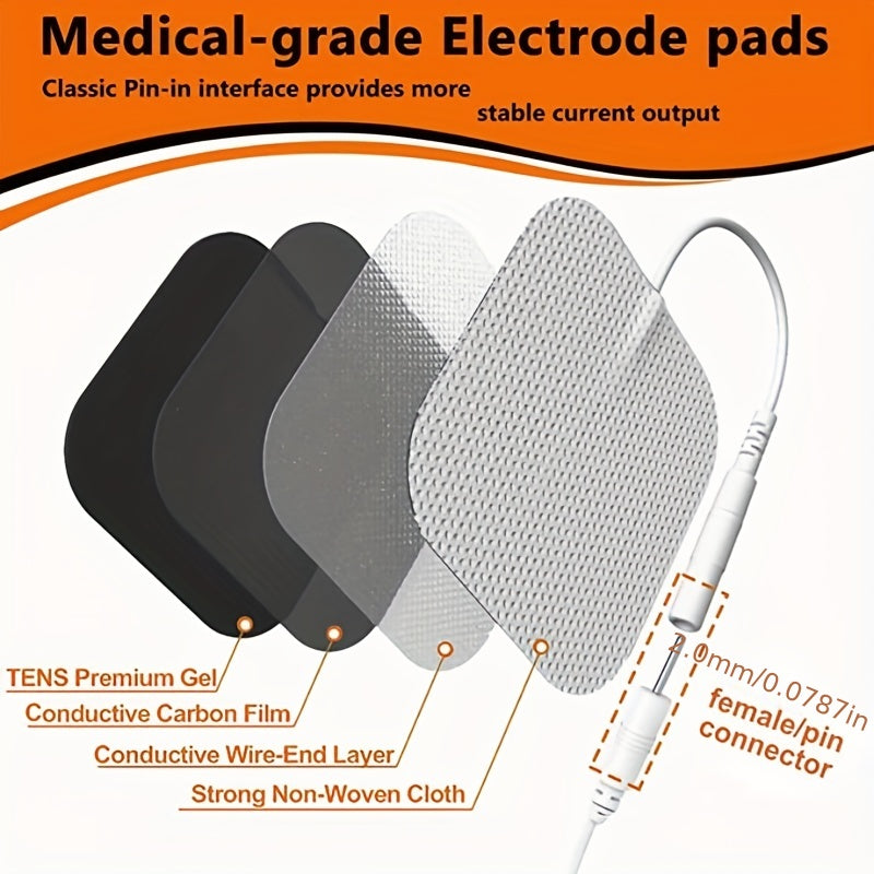 20pcs TENS Unit Replacement Pads: Latex-Free, Compatible With TENS Machines & 2mm Pin Connector Lead Wires (AUVON TENS, TENS 7000, Etekcity, Nicwell Care Tens)