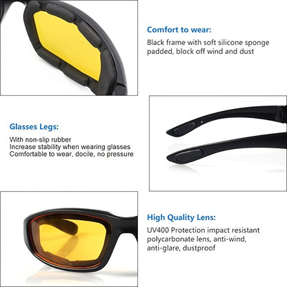 3 Pairs of Motorcycle Riding Glasses: UV Protection, Dustproof & Windproof - Perfect For Outdoor Riding!