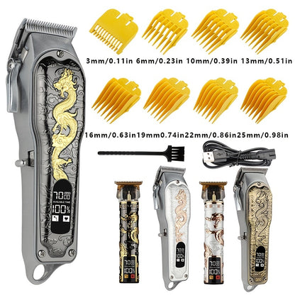 Upgrade Your Hair Styling Game with Professional Dragon Pattern Electric Hair Clipper - USB Charging & Home Hair Cutting