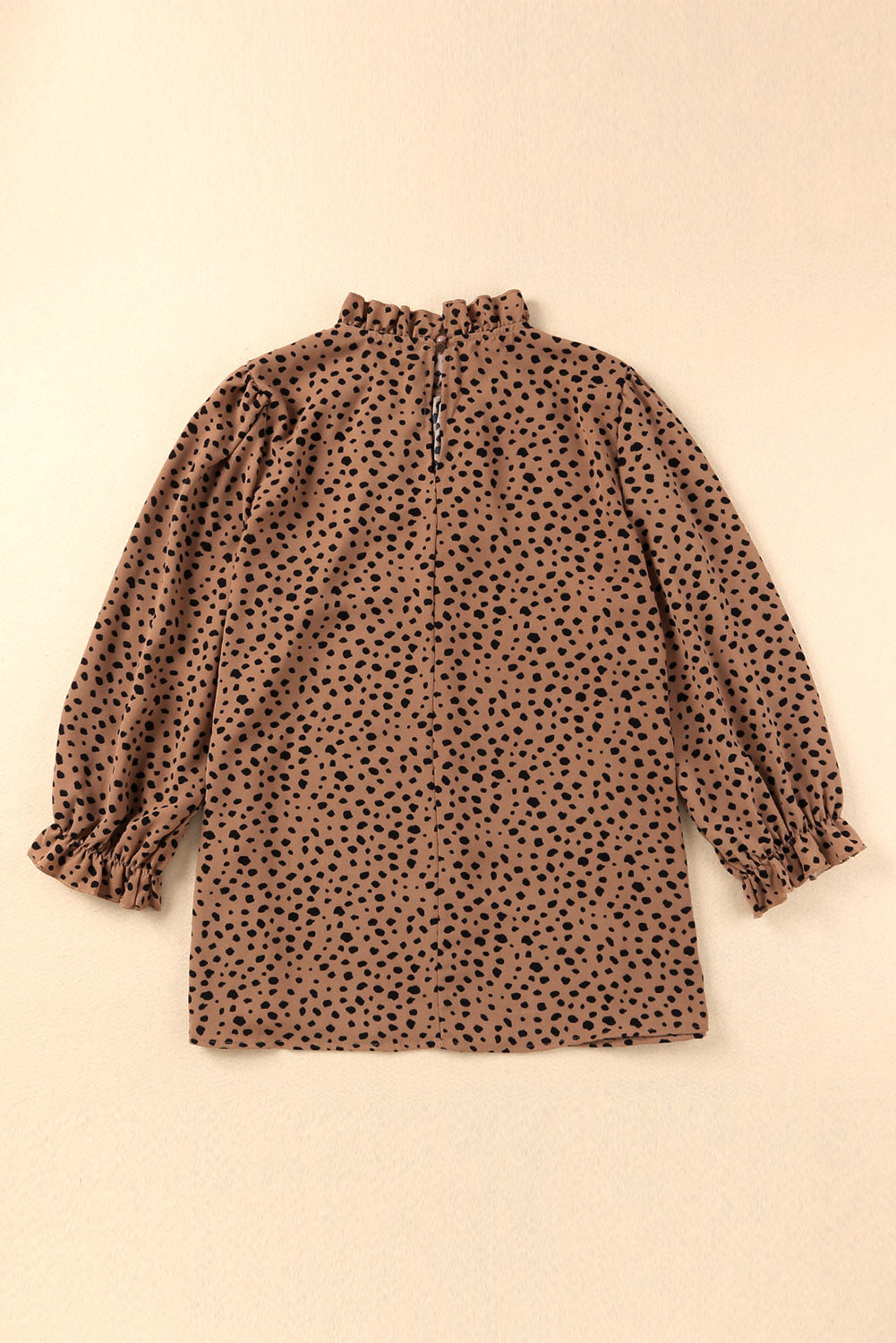 Blouse à manches volantées et col à volants imprimé animal