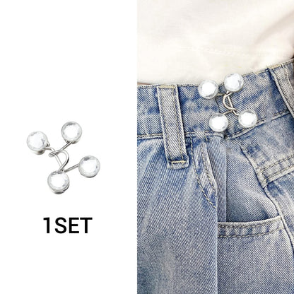 1 Set Of Pant Waist Tightener Instant Jean Buttons For Loose Jeans Pants Clips For Waist Detachable Jean Buttons Pins No Sewing Waistband Tightener