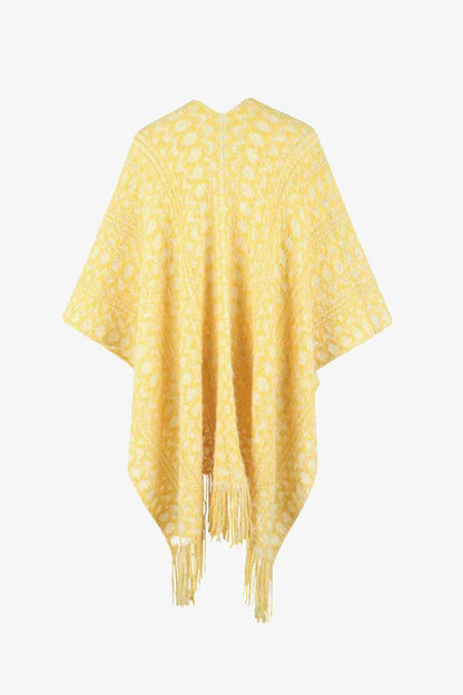 Open Front Fringe Hem Poncho