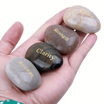 25pcs/pack Engraved Inspirational Stones, 1-2 Inch Different Words Encouragement Stones Gift For Friends, DIY Rocks For Craft Healing Stones For Home Decor