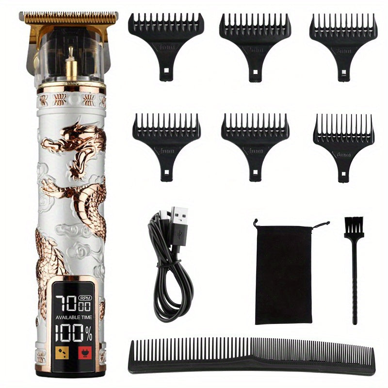 Upgrade Your Hair Styling Game with Professional Dragon Pattern Electric Hair Clipper - USB Charging & Home Hair Cutting