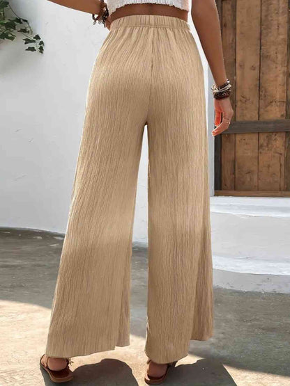 Pantalon large taille haute pleine taille