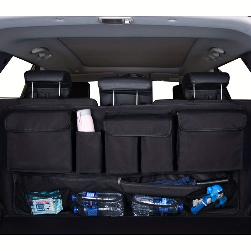 Universal Car Organizer for Plus Size SUVs - Spacious Trunk and Back Seat Storage Bag with Multifunctional Net Pocket - Perfect Car Interior Accessory for Women