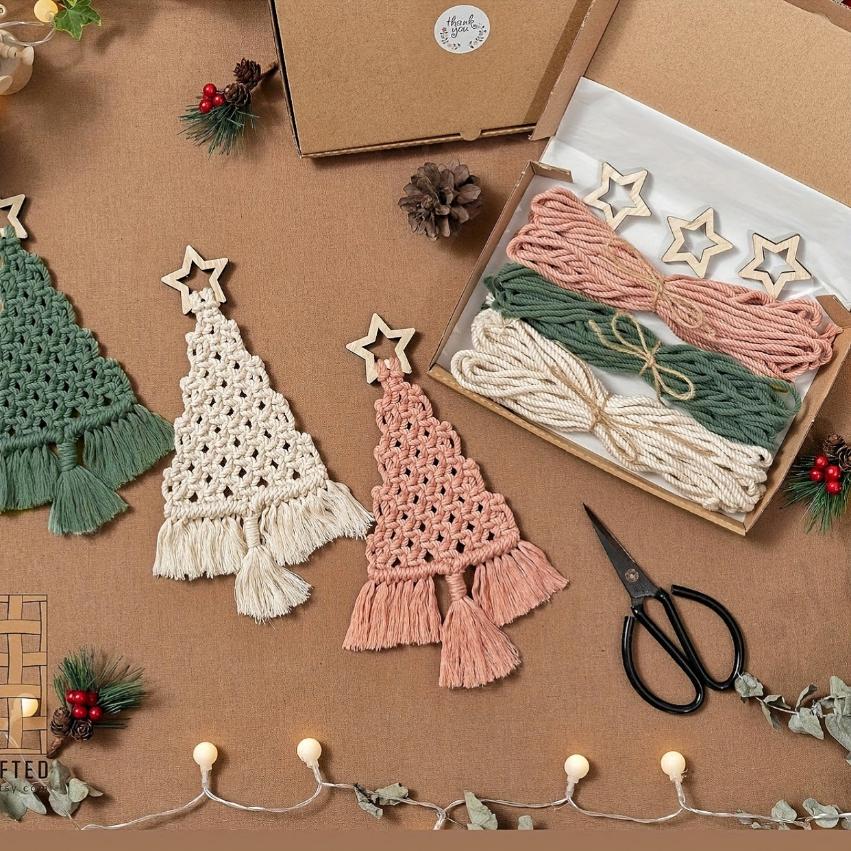 3pcs Knitted Christmas Tree DIY Kit Christmas Craft Gift Kit Very Suitable For Family And Friends Perfect Holiday Gift