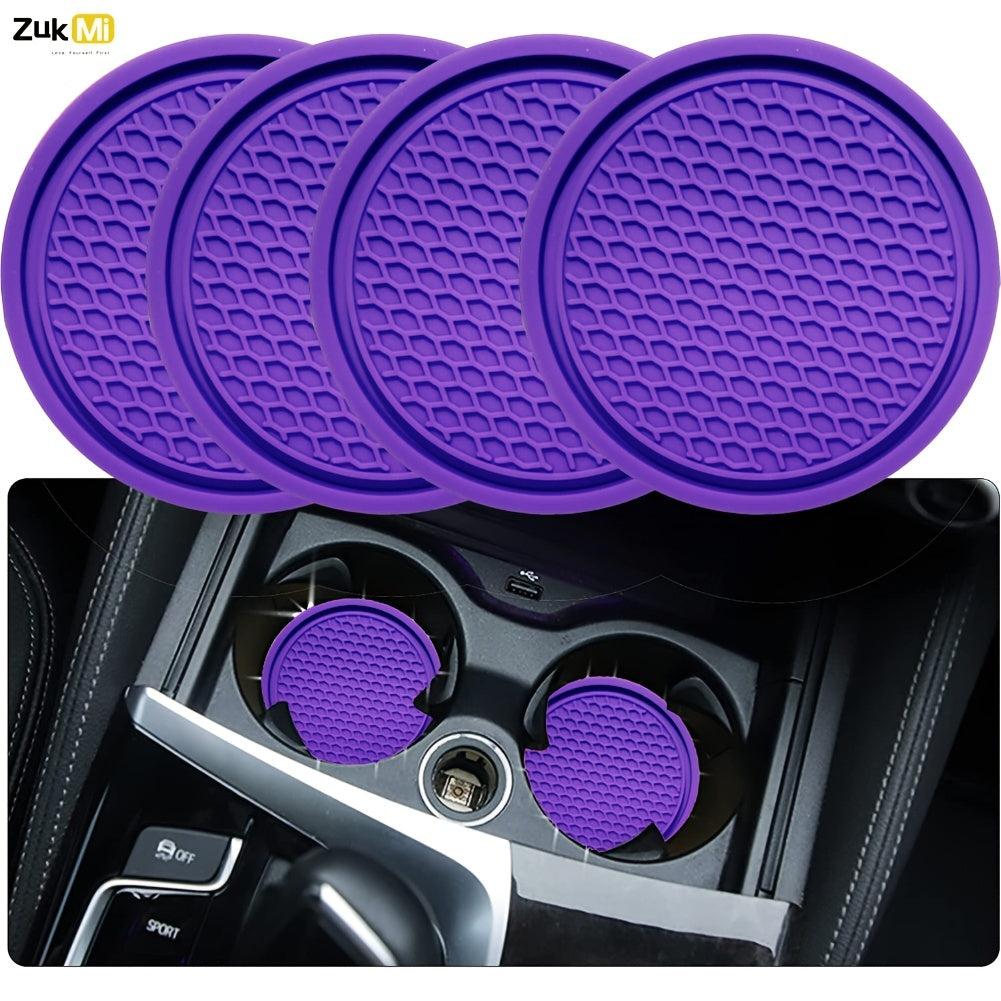 4pcs ZukMi Car Cup Coasters: Anti-Slip Silicone Cup Holders for Universal Vehicle Interior Accessories