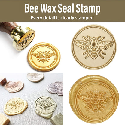 1pc Wax Seal Stamp - 25mm Removable Brass Head With Wooden Handle, Vintage Sealing Wax Stamp For Wedding Invitations Envelopes Wine Packages Greeting Cards, Bee/Tree Of Life/Rose/Heart/Rosemary