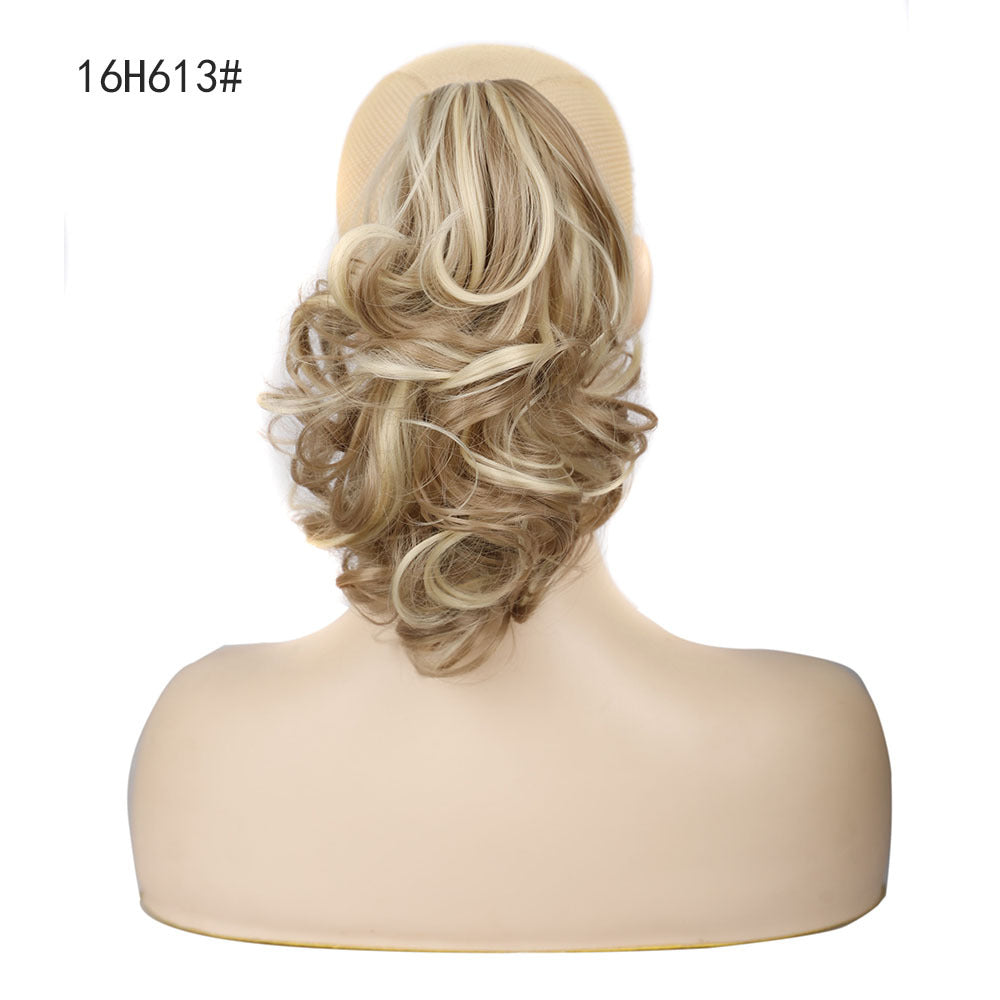 Postiche synthétique blonde mixte avec cordon de serrage, extension capillaire longue et ondulée pour femmes 