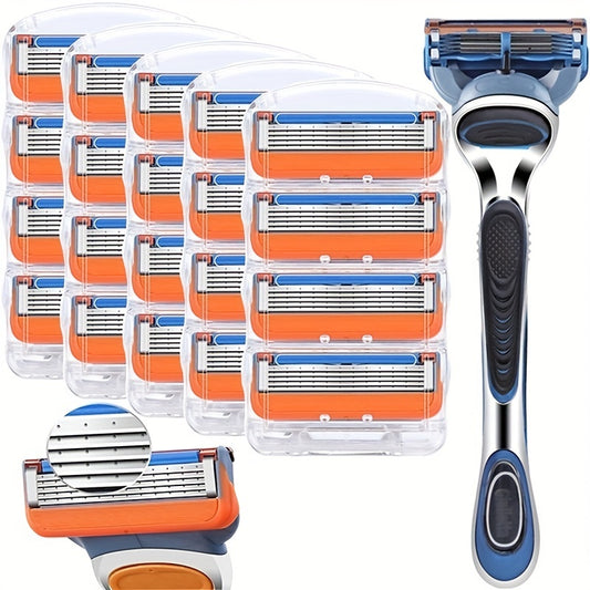 5-Layer Blade Set for Men: Get Smooth, Silky Skin with Our Shaving Razor & Holder for Face, Leg, Arm, Armpit Hair Removal!