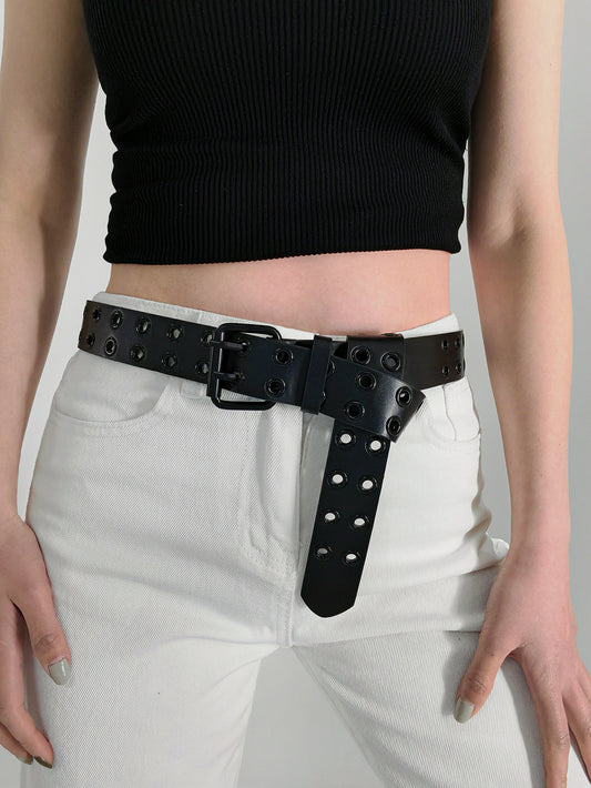 Ceinture en cuir PU à œillets