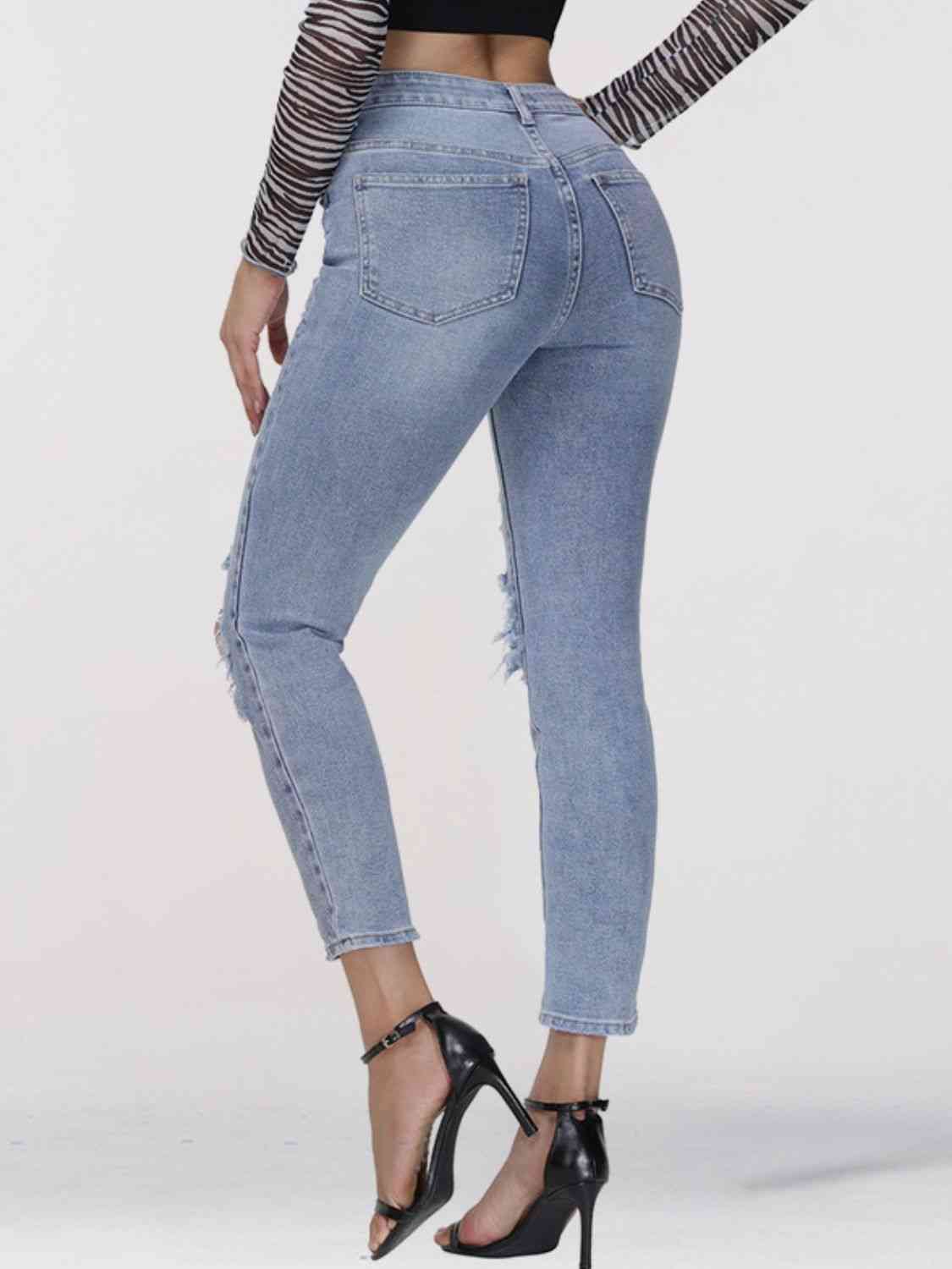 Jean skinny court effet vieilli