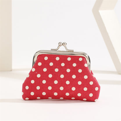 Stylish Polka Dot Kiss Lock Coin Purse - Convenient Earphone Storage Wallet