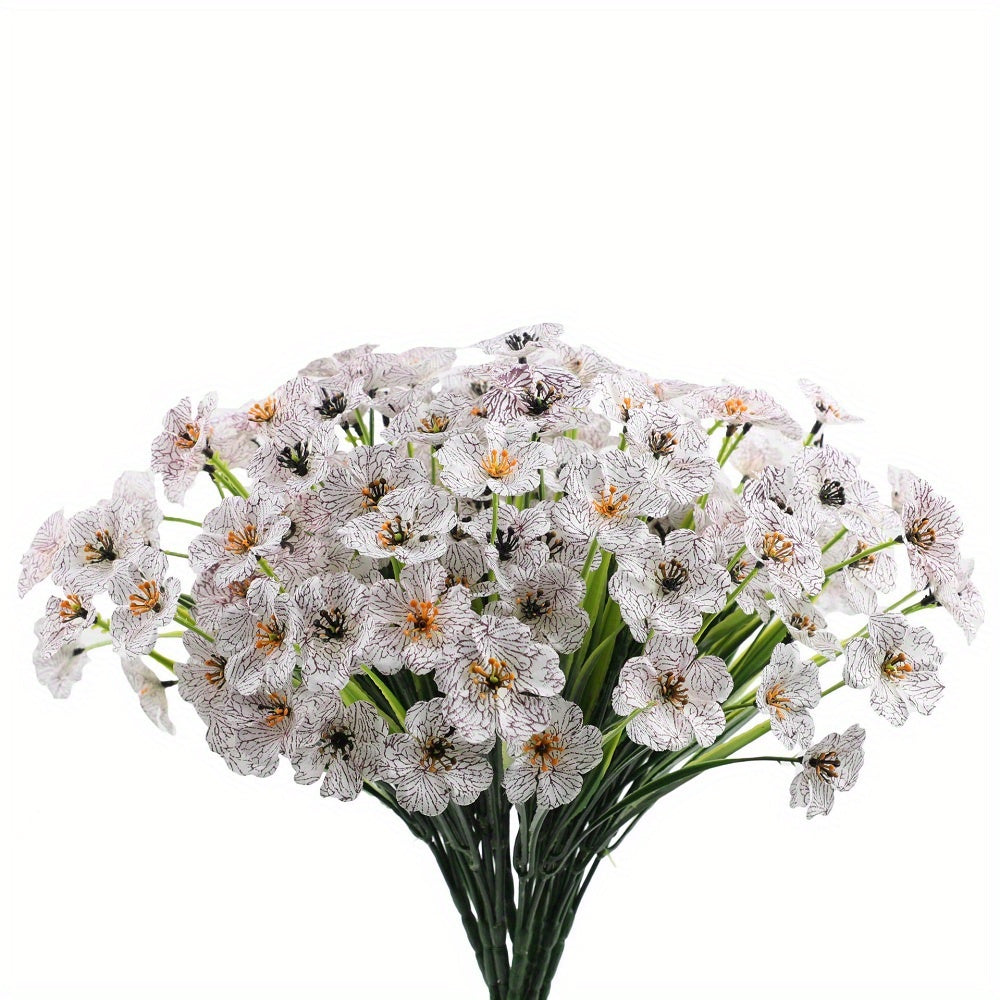 8 Bundles of UV-Resistant Artificial Flowers - Perfect for Outdoor & Indoor Decorations!