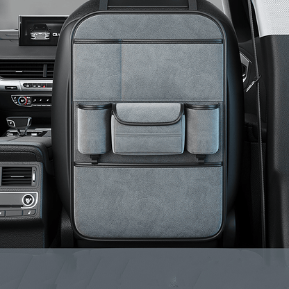 Upgrade Your Car with this Premium Car SeatBack Organizer - Kick Mats, Protector & Cup Holder!