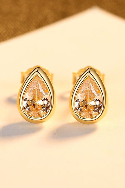 Boucles d'oreilles à tige en argent sterling 925 en forme de larme avec zircon