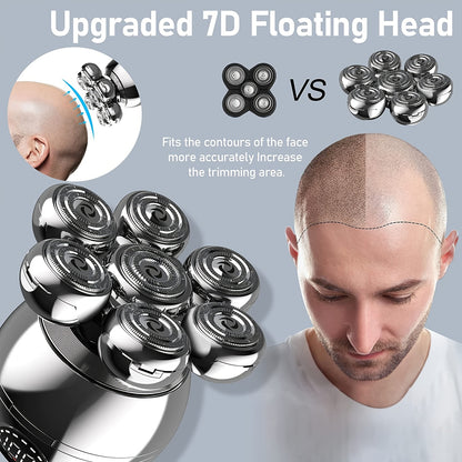 7D Head Shaver For Men: 6 In 1 Waterproof With LCD Display & Bald Head Shavers For Men - Get a Clean & Smooth Shave!