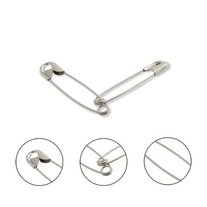 150pcs Safety Pins With 4 Different Sizes/Box About 150pcs, Metal Silvery, Sewing Supplies