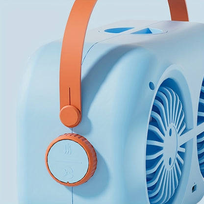 Stay Cool & Comfortable Anywhere: Portable Air Conditioner & Rechargeable Desktop Fan with 2 Humidified Spray Heads