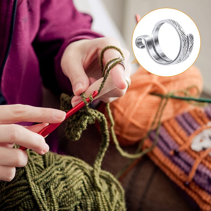 2 paquets d'anneaux de boucle de tricot et de crochet réglables pour les doigts - Supports de doigts de guide de fil ouvert en métal pour un tricot et un crochet faciles et confortables 