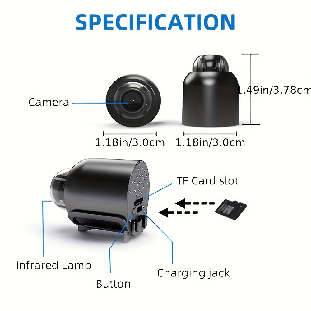 Caméra IP WiFi HD 1080p avec vision nocturne, détection de mouvement, surveillance à distance et enregistrement chronométré - Plage de surveillance de 160° 