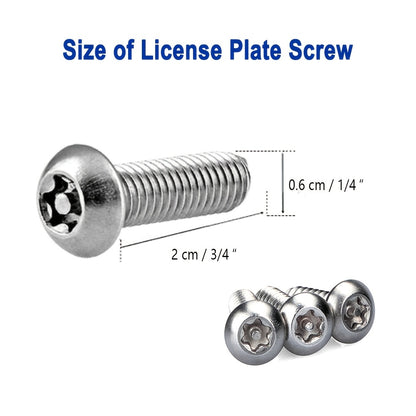 Anti Theft License Plate Screws, 1/4"(M6) Stainless Steel Bolts Fasteners Kits For Car Tag Frame Holder, Tamper Resistant Self Mechanical Bolts