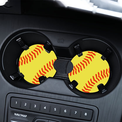 2Pcs Car Coasters, Baseball Print Cup Slot Mat Silicone Non-slip Pad Cup Heat Insulation Coasters For Car Interior Accessories