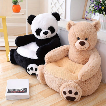 L'accessoire parfait pour la chambre de bébé : canapé en peluche pour enfant panda marron/noir 50 cm/19,68'' – Super doux, lavable et parfait pour les enfants ! 