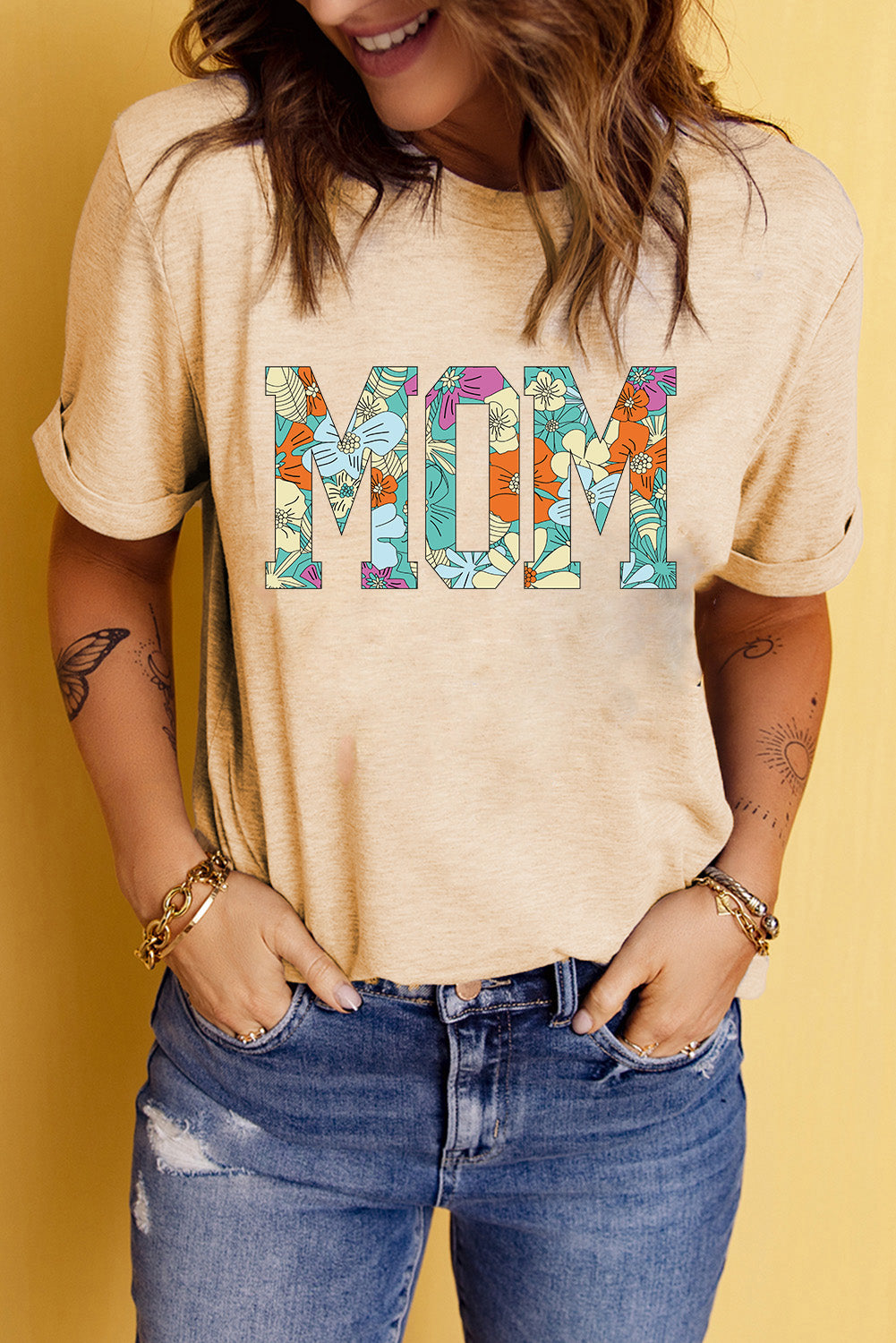 MAMÁ Floral Camiseta gráfica