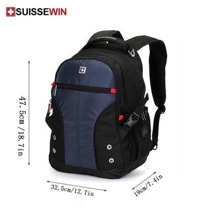 Stay Dry and Organized with the SUISSEWIN Waterproof Oxford Backpack - Large Capacity and Multifunctional!