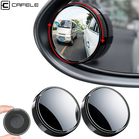 2Pcs Blind Spot Car Mirrors - 2 Inch Reusable Round HD Glass Convex 360° Wide Angle Side Rear View Mirror With Sucker For Cars, SUVs & Trucks (Black)