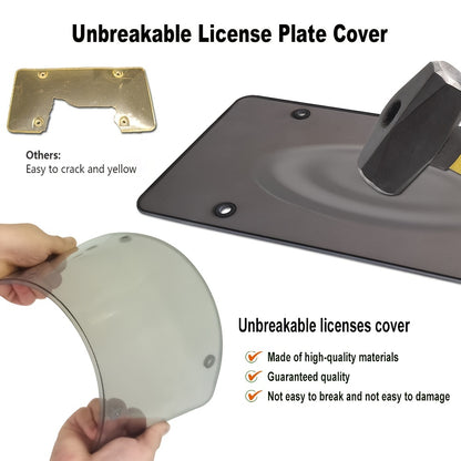 2Pcs Smoked License Plate Covers - Tinted Acrylic Flat Protector for Cars & Trucks - With Mounting Screws & Caps