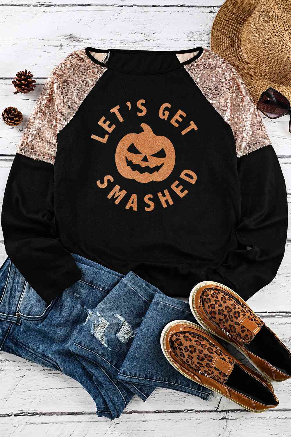 Graphic Sequin Long Sleeve Top