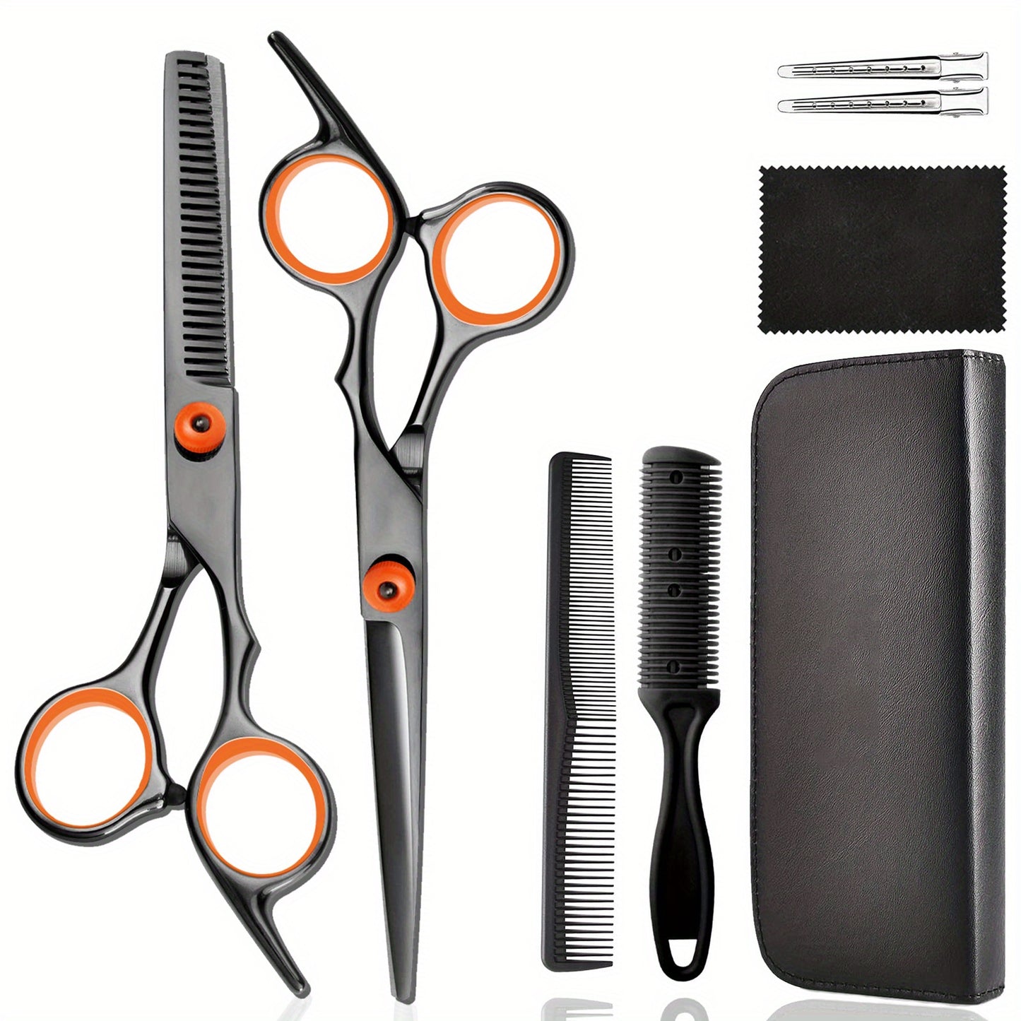 8-Piece Professional Hair Cutting Scissor Kit - Perfect for Barbers & Stylists - Thinning Shears, Hair Scissors, & More!