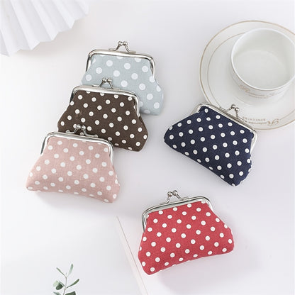 Stylish Polka Dot Kiss Lock Coin Purse - Convenient Earphone Storage Wallet