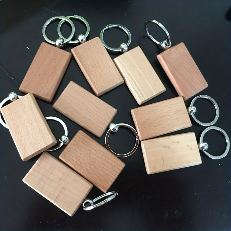 10 pack Natural Beech Wood Keychain Pendant - Creative Key Rings for Home Decor and Organization